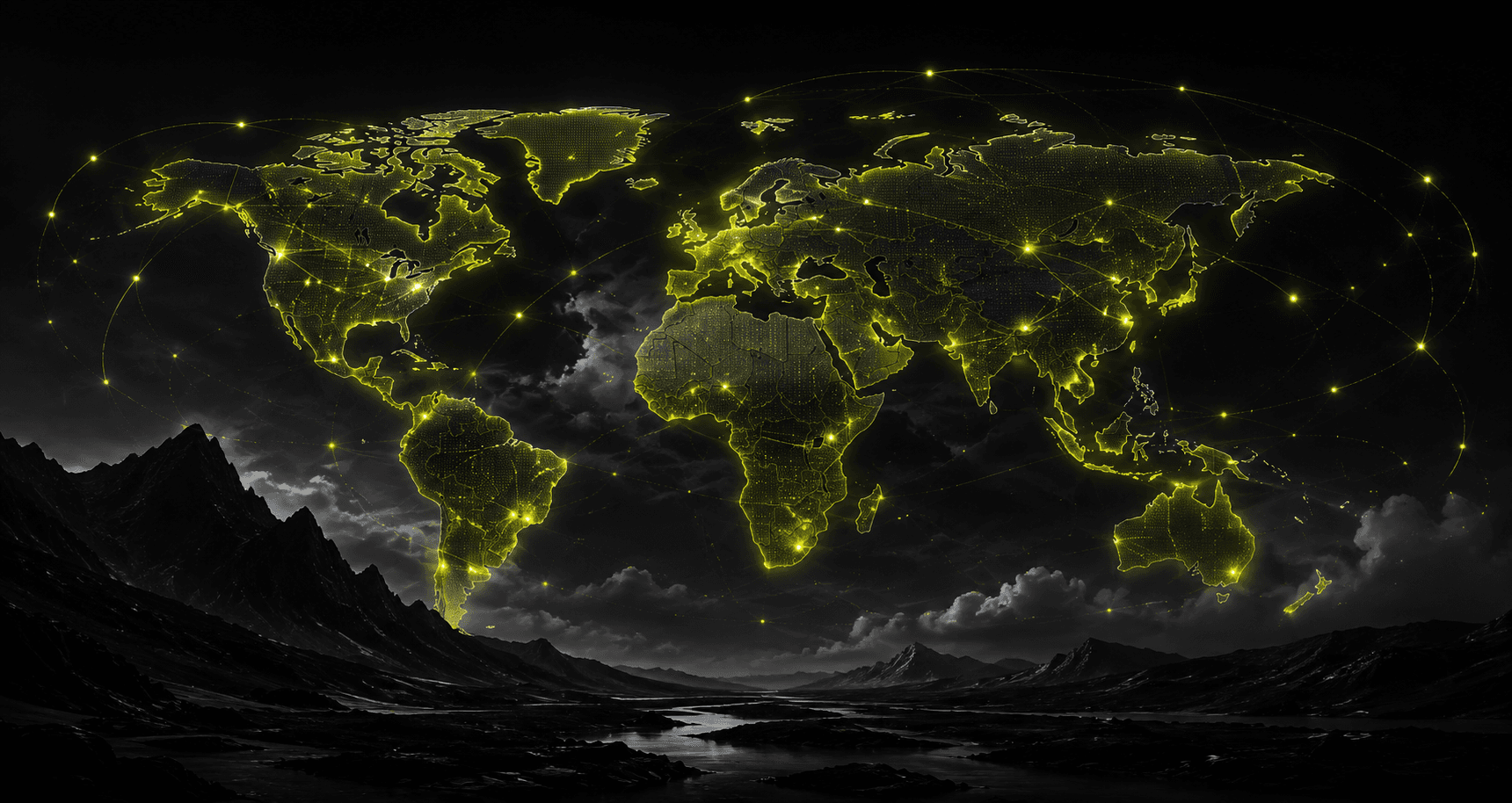 Mapa del mundo que muestra las conexiones de la comunidad global de AceBand