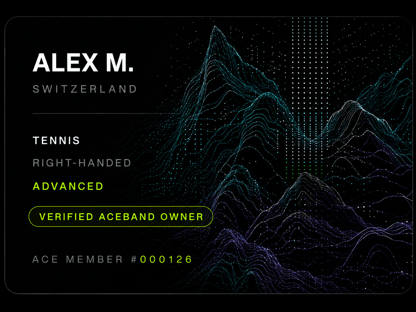 Rendered example of an Ace Community member card