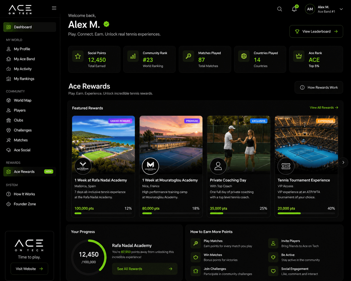 Ace Community dashboard preview